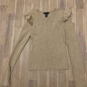 Tan Forever 21 Ruffle Sweater Medium